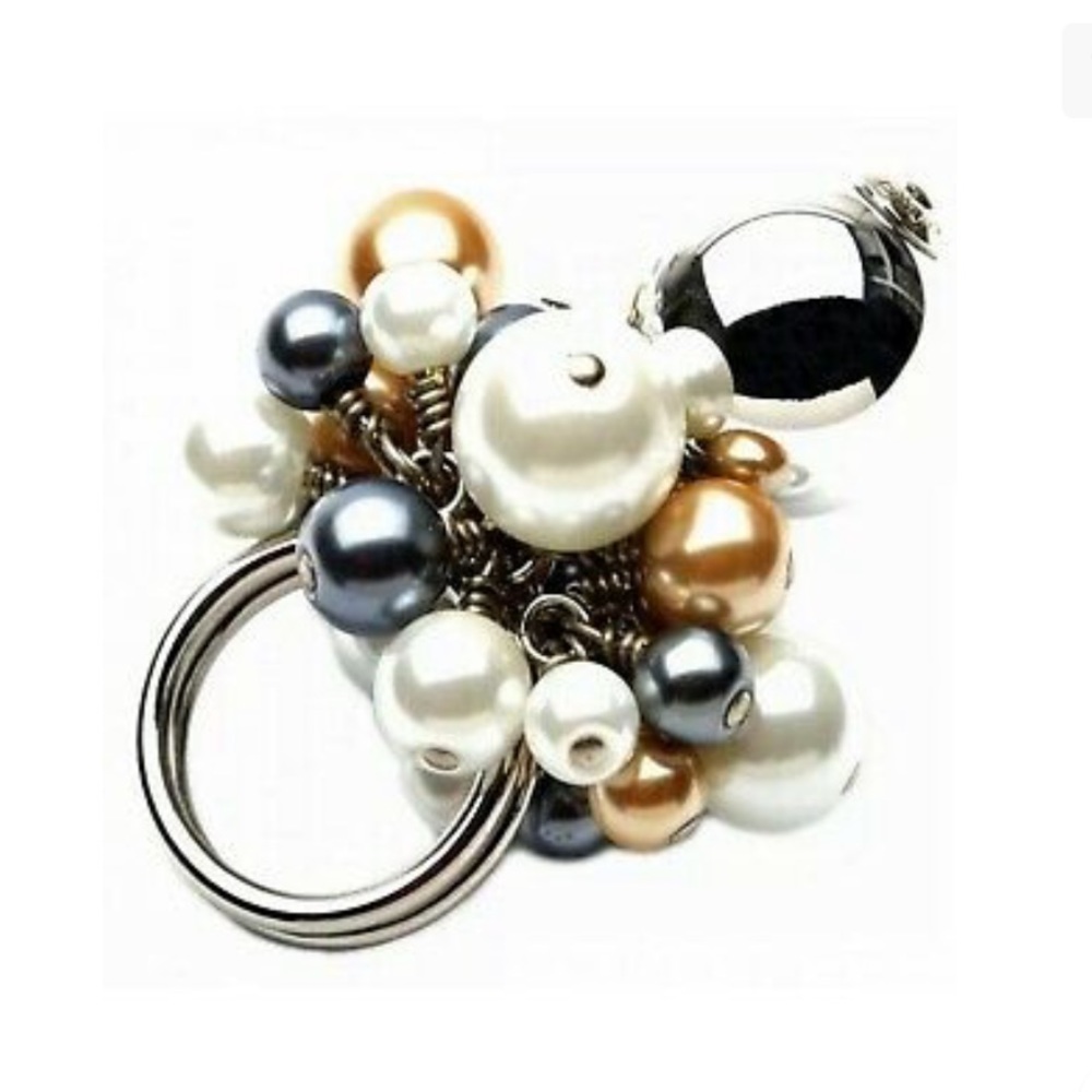 NWOT Dolce & Gabanna D&G Jewels Cocktail Ring Silver White Baubles Model #DJ0745